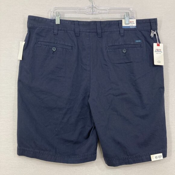New IZOD Navy size 42 Flat Front Saltwater Twill Shorts Summer Outdoor Golf - Picture 10 of 12